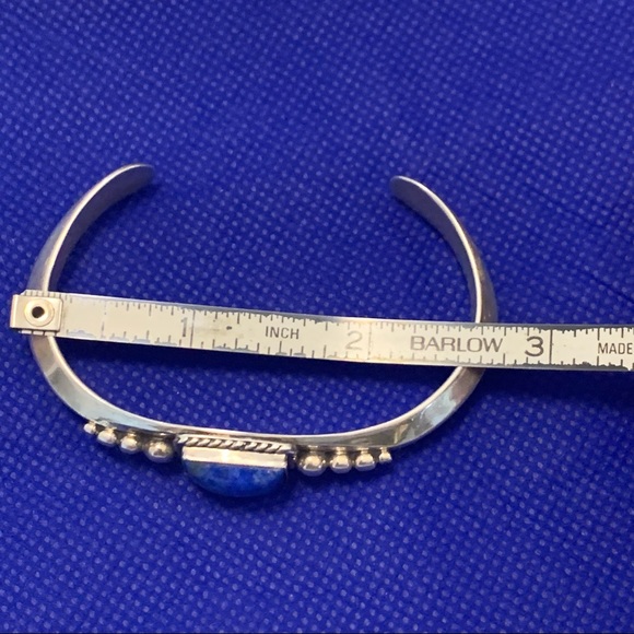 Native WA Sterling Silver Blue Lapis Cuff Bracelet - Picture 6 of 6